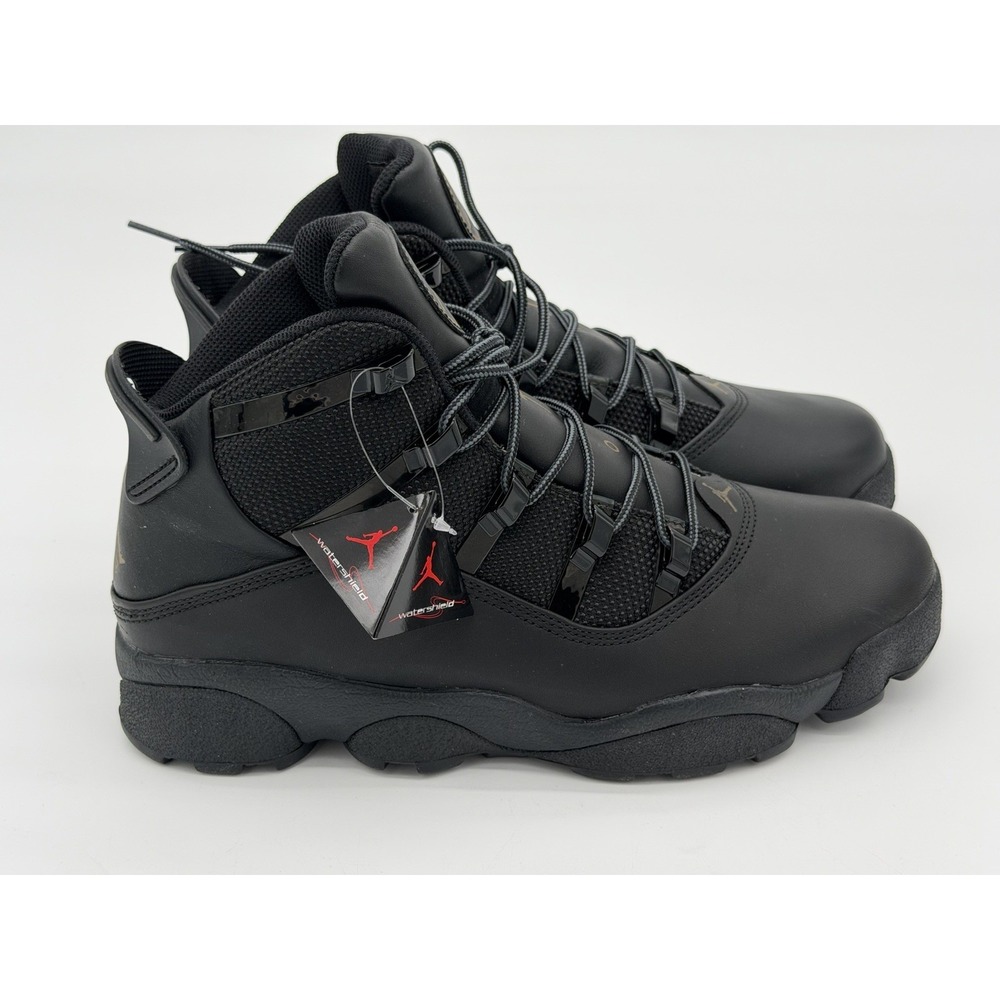 Size 9.5 - Nike Air Jordan Winterized 6 Rings Triple Black FV3826-001 No Box Lid